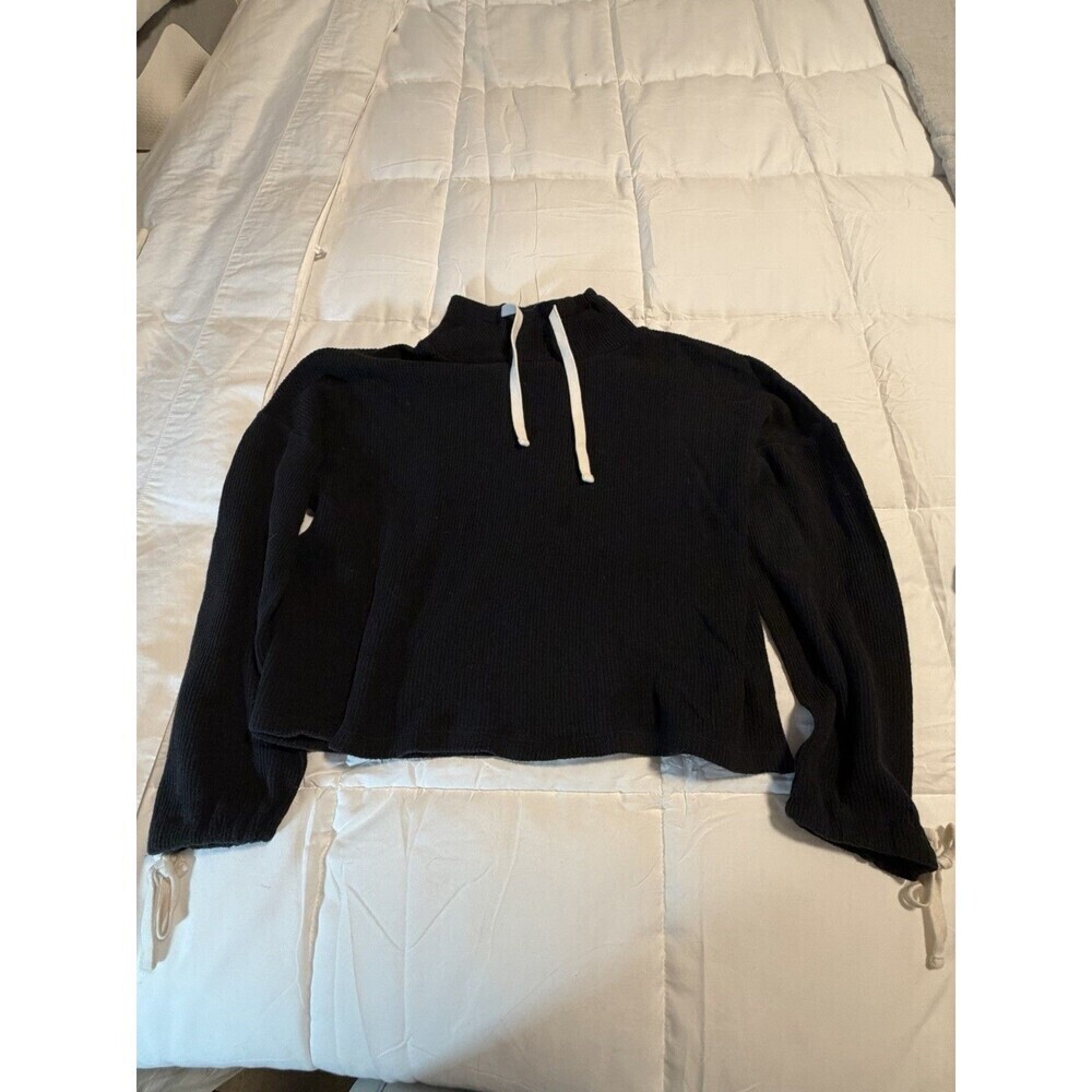 Miles By Madewell Women’ Funnelneck Tie-Sleeve Sweatshirt Sweater Black XS